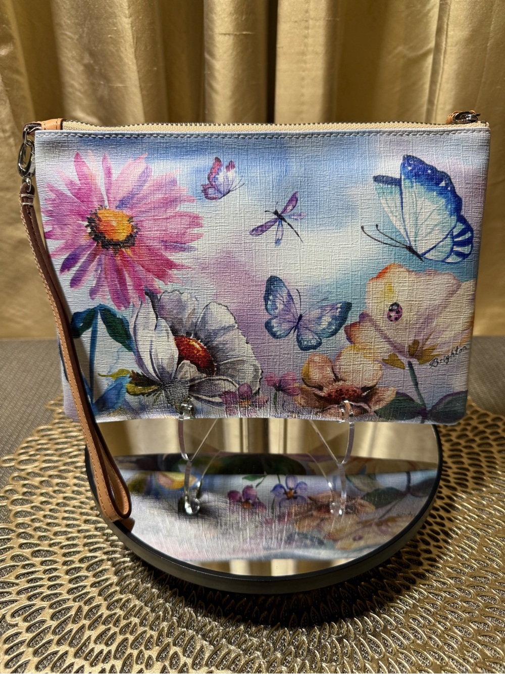 Brighton Belle Jardin Floral Butterfly Wristlet Clutch | Garden Print Leather - Picture 3 of 11